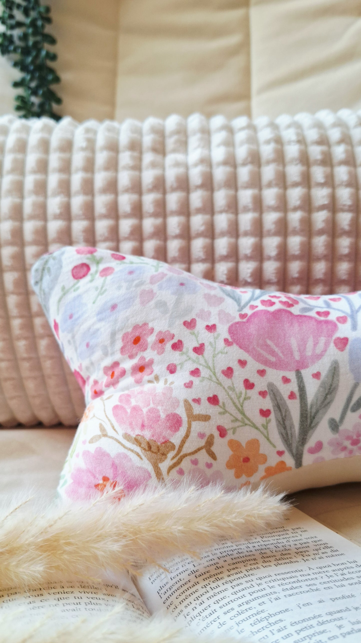 Coussin de lecture ergonomique artisanal - Coton biologique, fait main, pour lire sans douleur