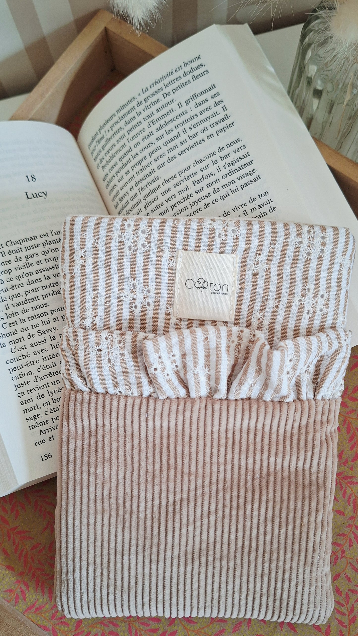 Pochette 2 en 1 pour liseuse et/ou livre de poche - Artisanale, personnalisable