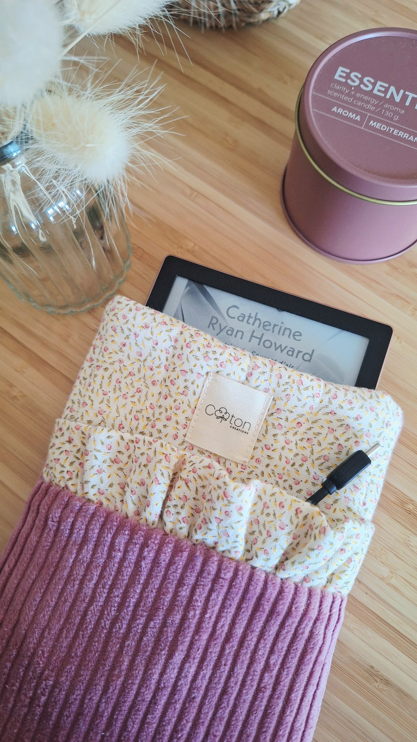 Pochette 2 en 1 pour liseuse et/ou livre de poche - Artisanale, personnalisable