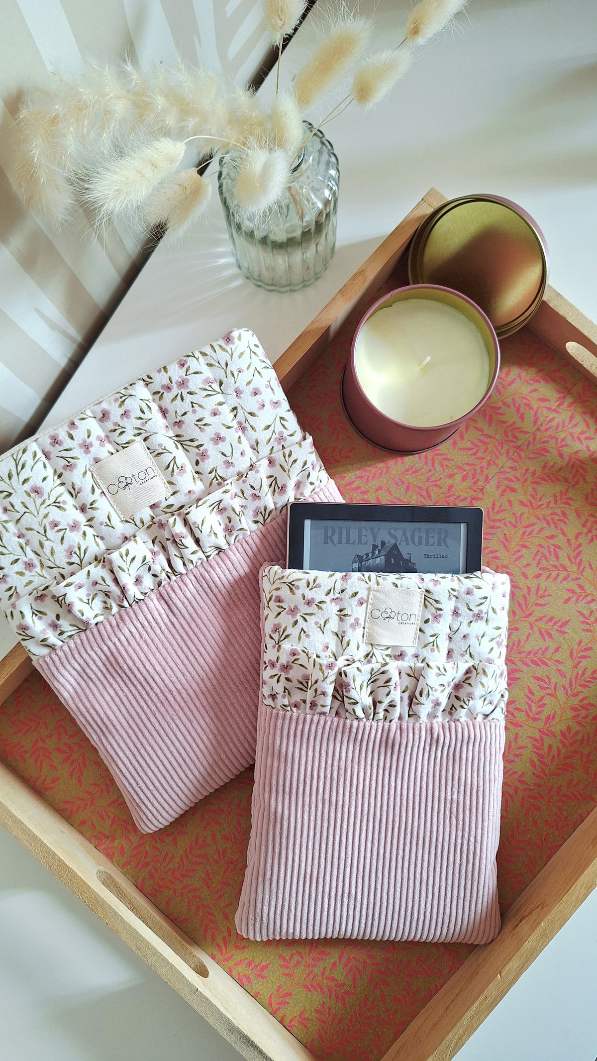 Pochette 2 en 1 pour liseuse et/ou livre de poche - Artisanale, personnalisable