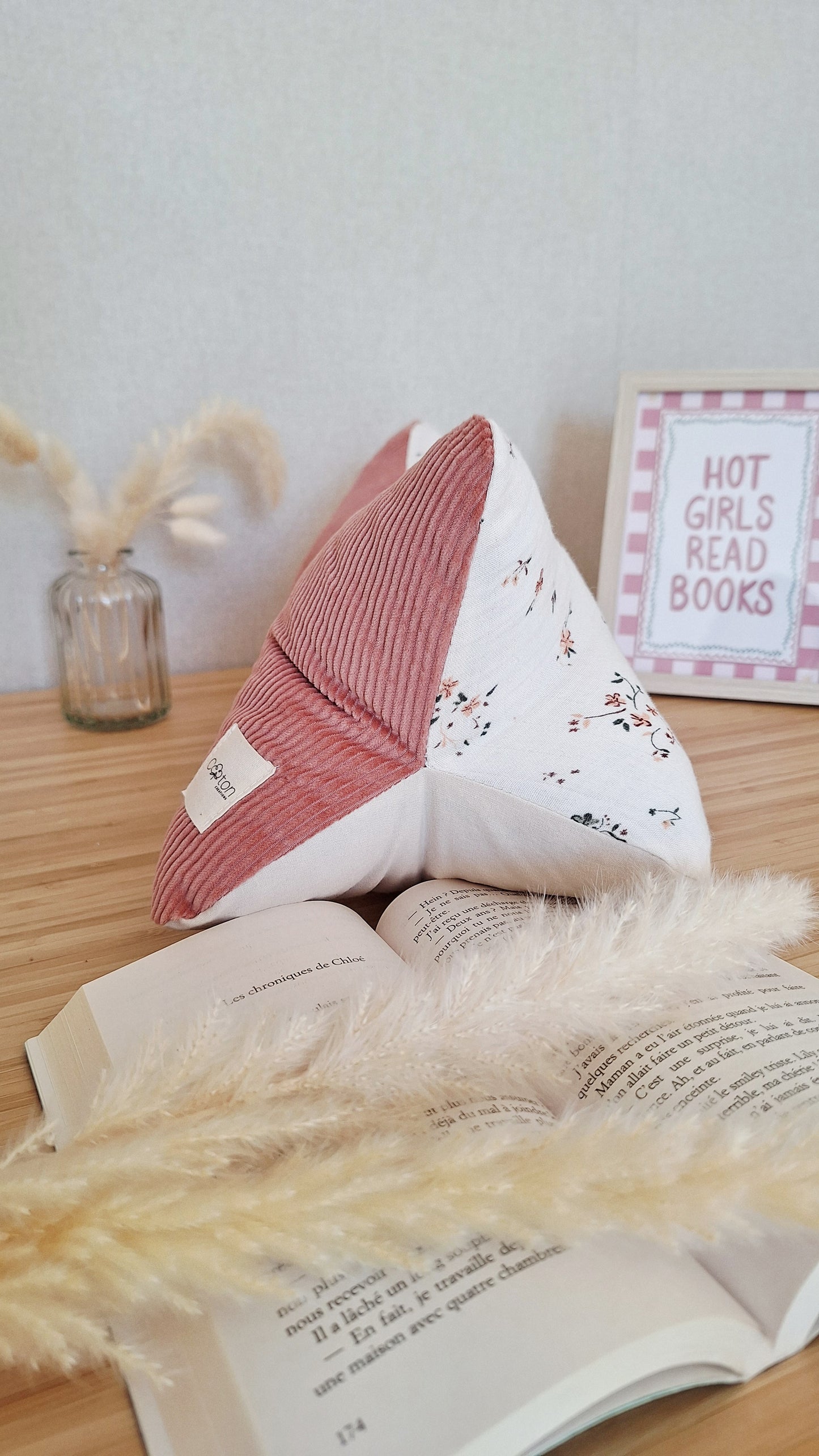 Coussin de lecture ergonomique artisanal - Coton biologique, fait main, pour lire sans douleur