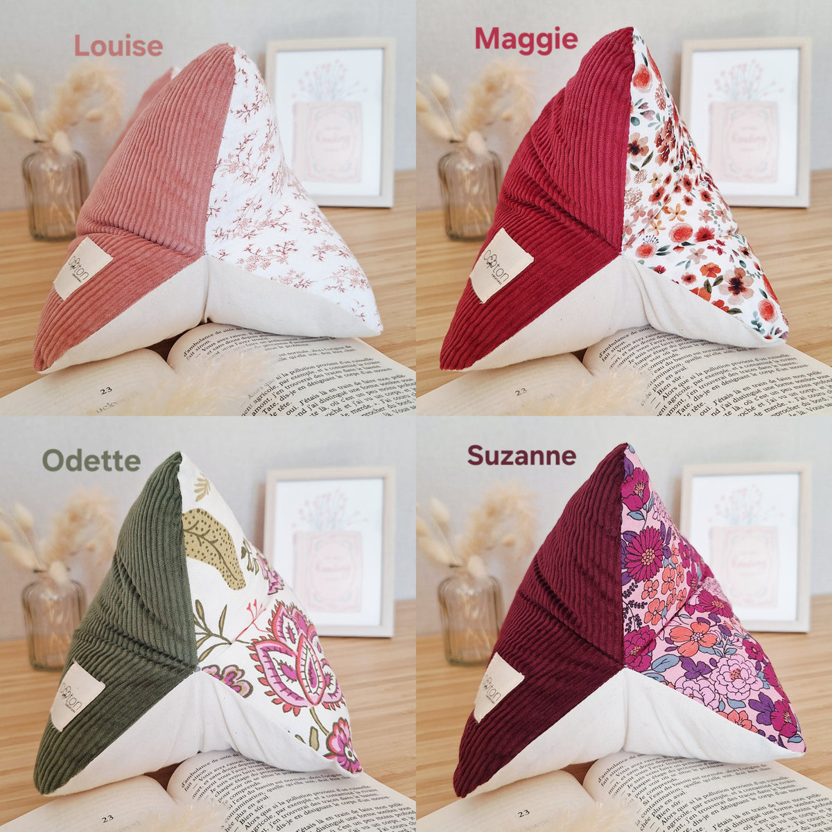 Coussin de lecture ergonomique artisanal - Coton biologique, fait main, pour lire sans douleur