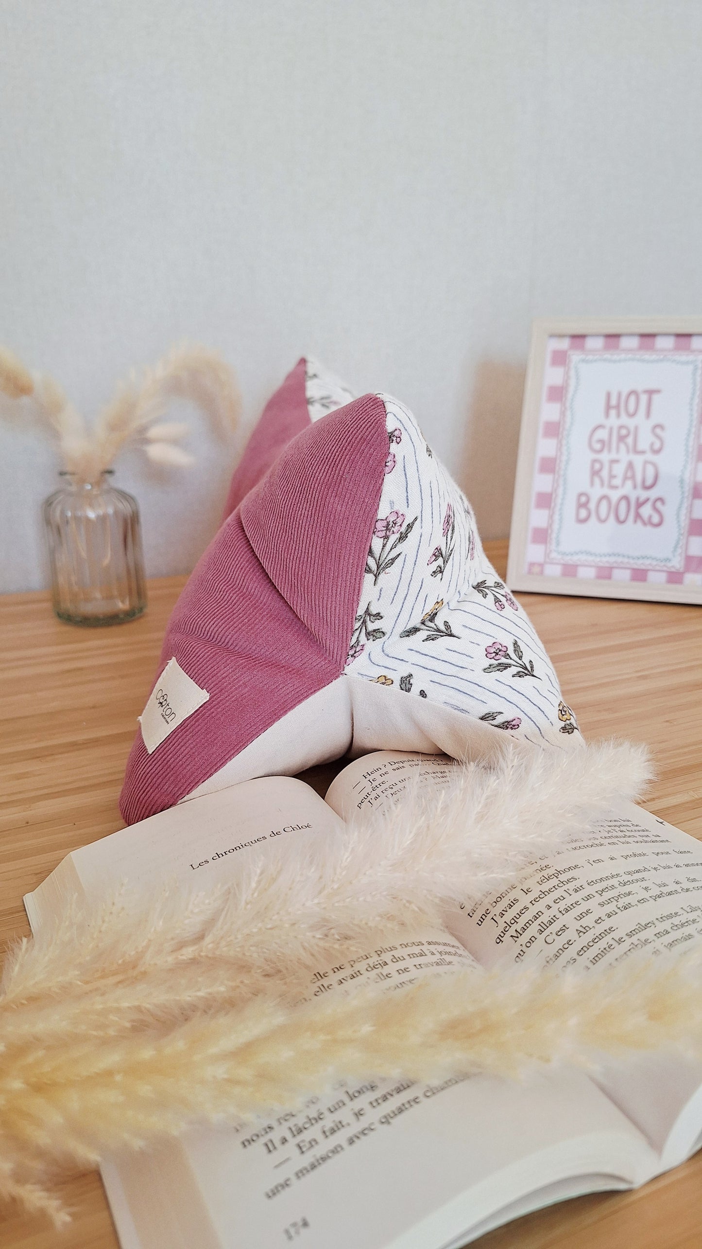 Coussin de lecture ergonomique artisanal - Coton biologique, fait main, pour lire sans douleur