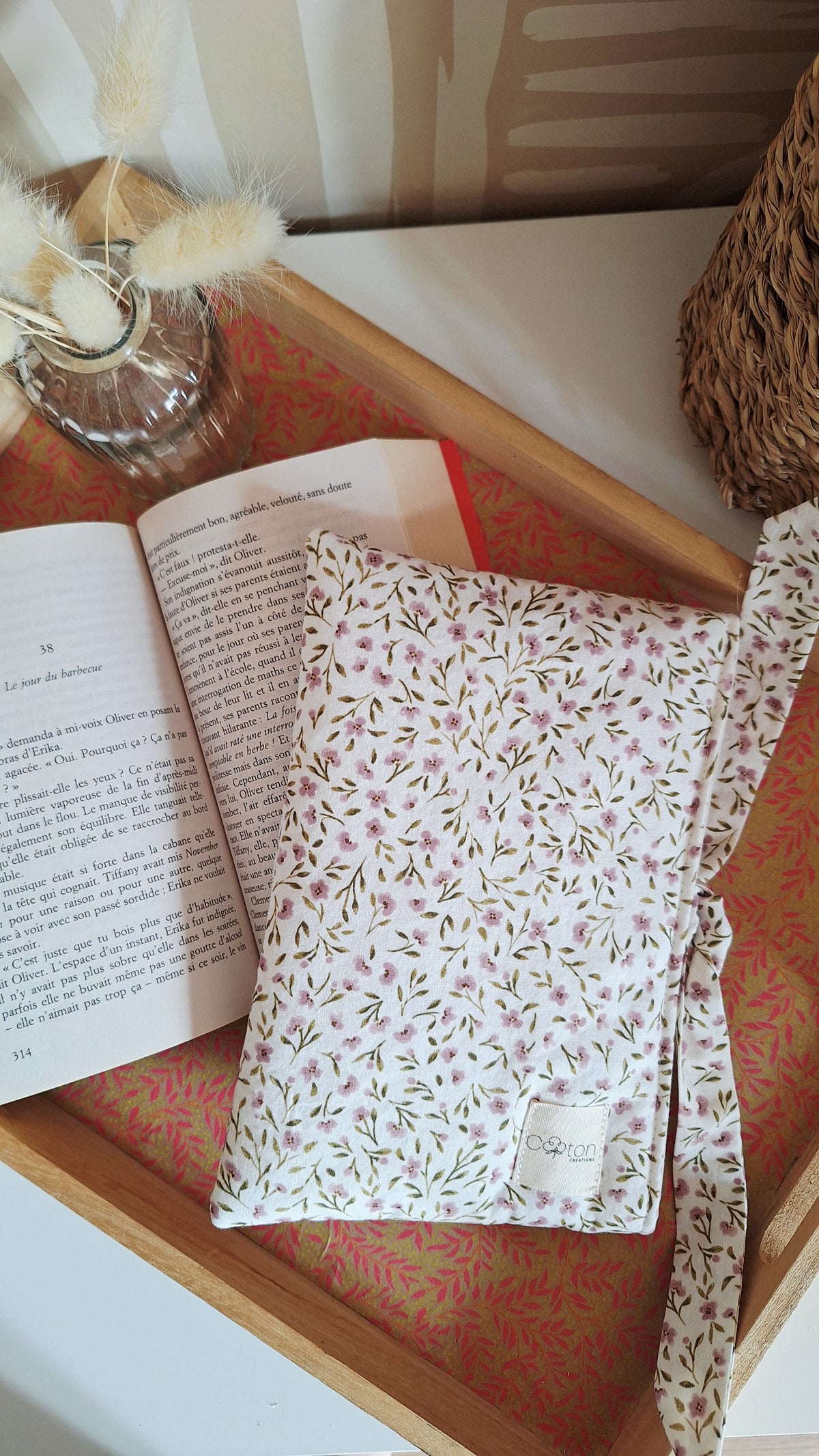 Pochette à Livre artisanale - Protège-livre matelassé, fait main, format poche ou broché au choix