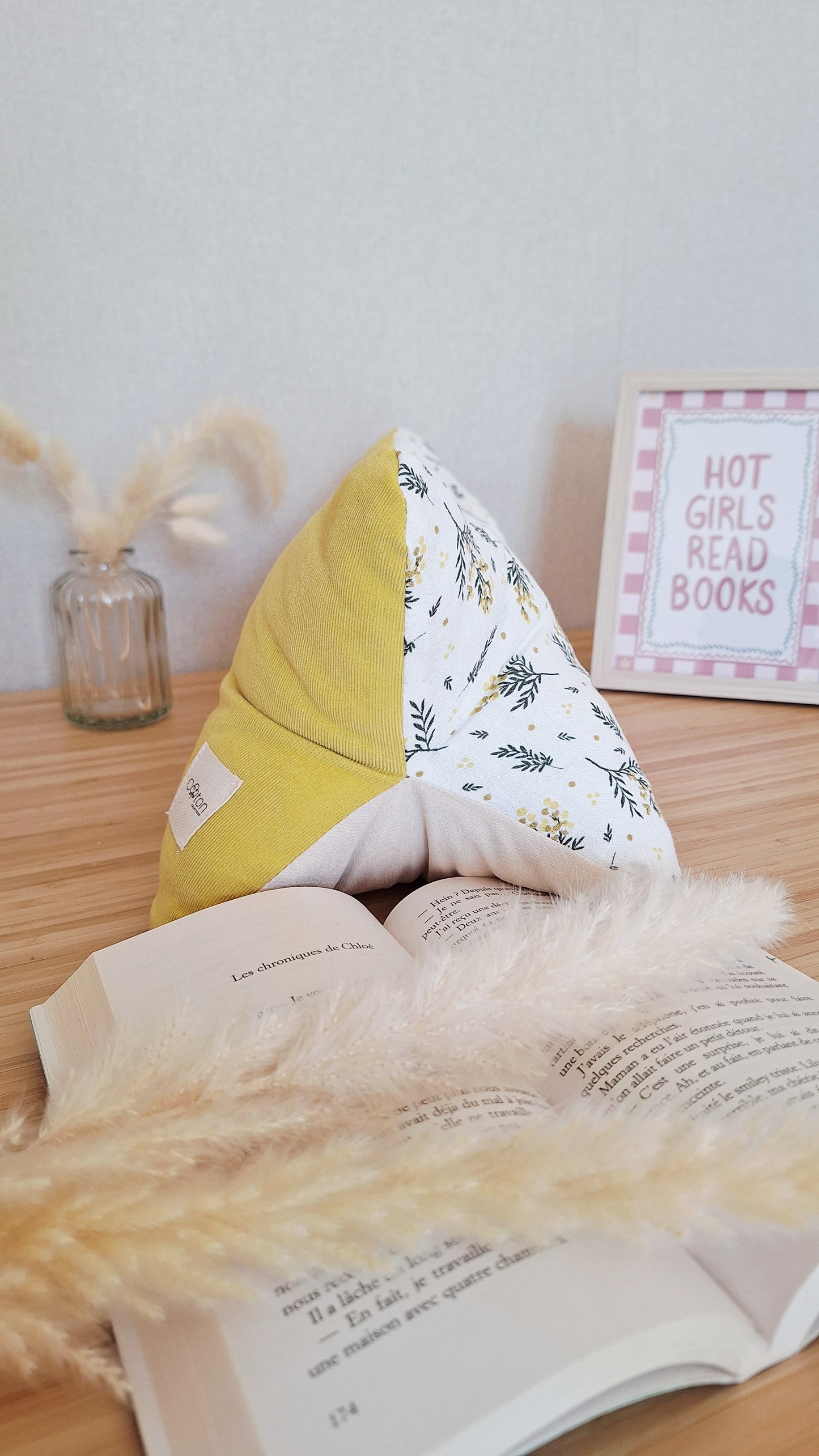 Coussin de lecture ergonomique artisanal - Coton biologique, fait main, pour lire sans douleur